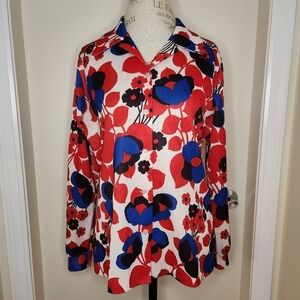 70s floral buttonup blouse